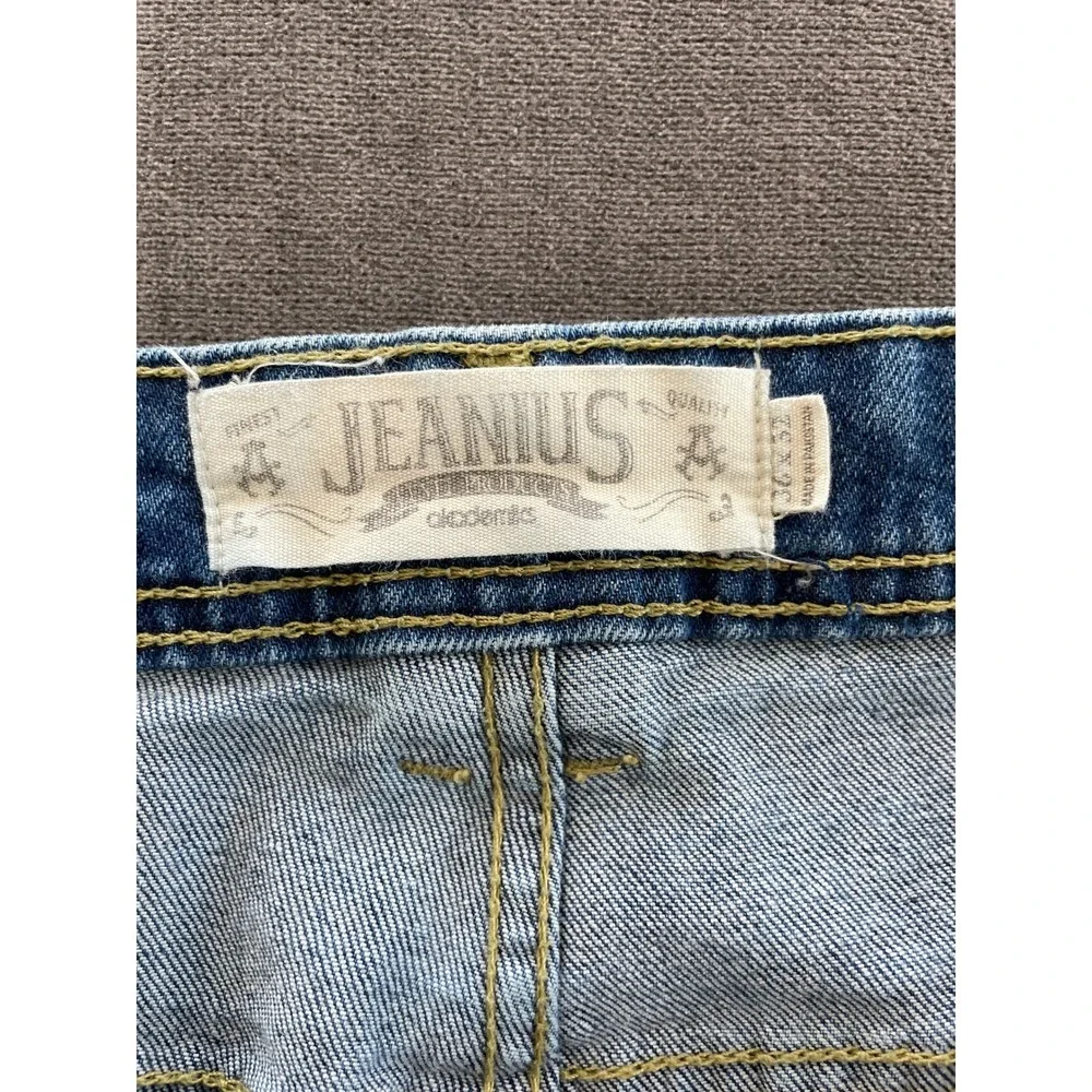 Jeanius Distressed Cropped Jeans Mens 36 Blue Grunge Thrashed Streetwear Raw Hem